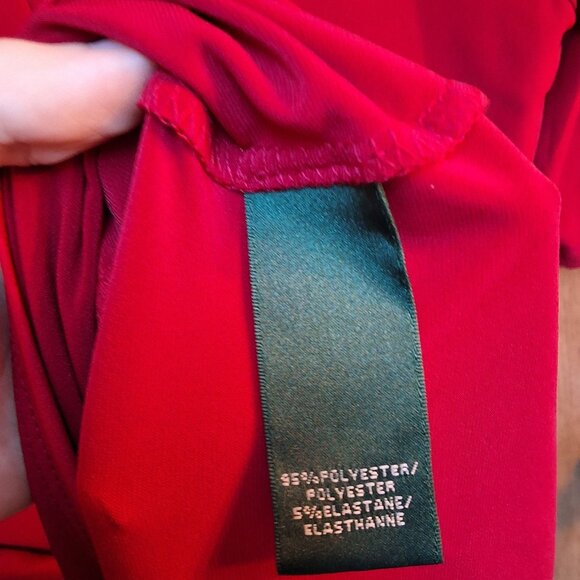 NWT Lauren Ralph Lauren Red Cowl Neck Jersey Ruched Dress Size 6 Half Sleeve - Picture 5 of 8